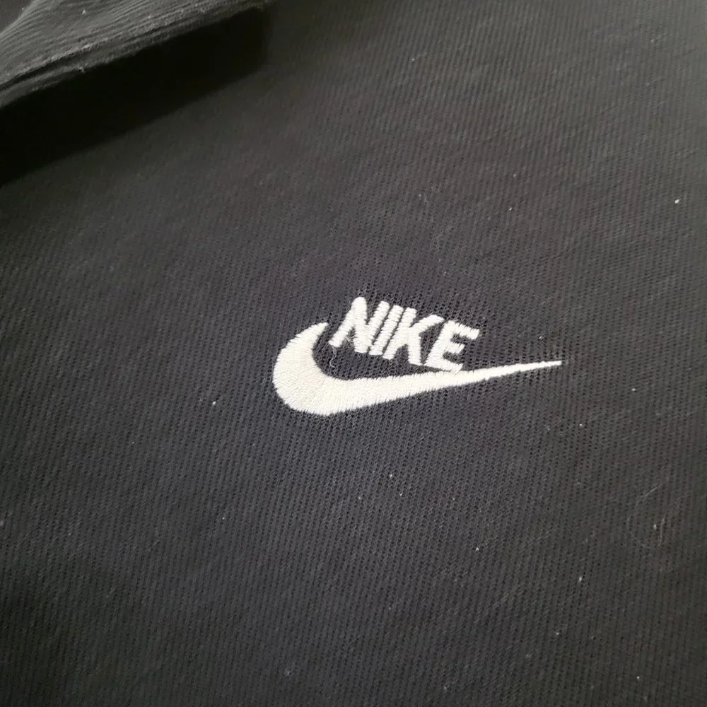 Vintage Men's Nike Embroidered Big Swoosh Polo Black‎ Shirt 90s Short Sleeves